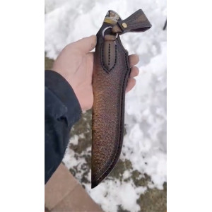 ВЕПР авторський ніж ручної роботи майстра Leo Knife, сталь Х12МФ в обкладках нержавіючого дамаску, 60 HRC. Photo 3